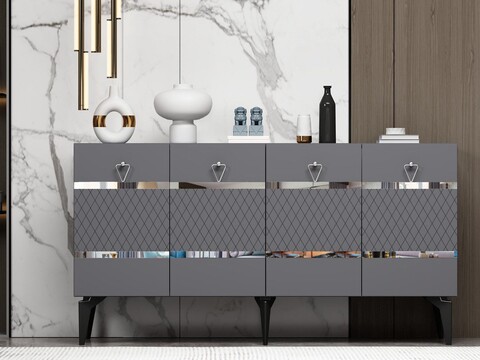 Consola, Hanah Home, Pelin, 150x79x40 cm, PAL , Antracit / Argintiu