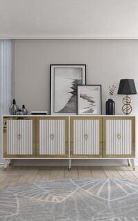 180x78.6x35 cm, Alb;Auriu