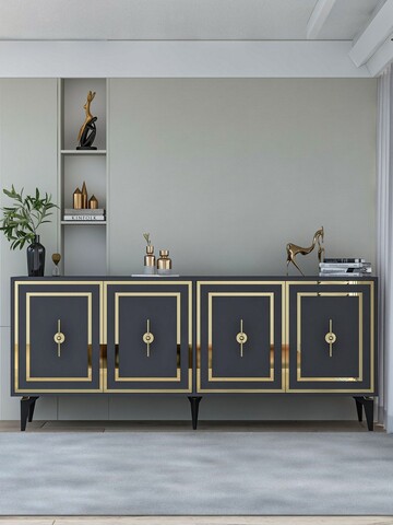 Consola, Hanah Home, Samba, 180x78.6x35 cm, PAL , Antracit / Aur