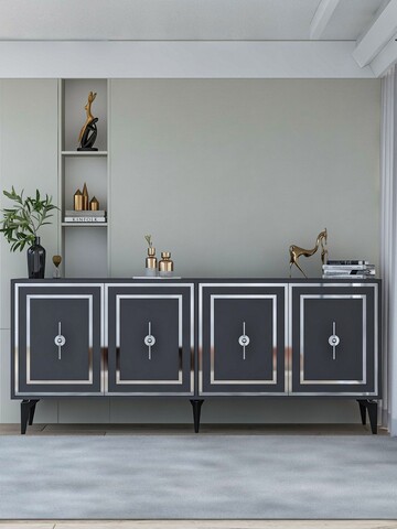 Consola, Hanah Home, Samba, 180x78.6x35 cm, PAL , Antracit / Argintiu