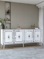 Consola, Hanah Home, Samba, 180x78.6x35 cm, PAL , Alb / Argintiu