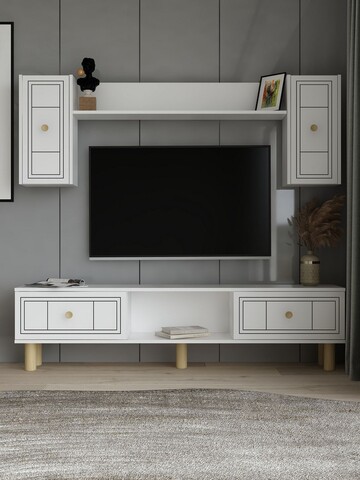 Comoda TV, Hanah Home, Dario Bohem, 150x44.6x29.6 cm, PAL , Alb