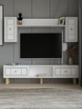 Comoda TV, Hanah Home, Dario Bohem, 150x44.6x29.6 cm, PAL , Alb