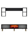 Comoda TV, Hanah Home, Dario Bohem Fireplace, 150x44.6x29.6 cm, PAL , Antracit