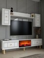 Comoda TV, Hanah Home, Dario Bohem Fireplace, 150x44.6x29.6 cm, PAL , Alb