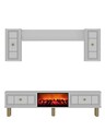 Comoda TV, Hanah Home, Dario Bohem Fireplace, 150x44.6x29.6 cm, PAL , Alb