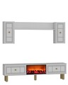 Comoda TV, Hanah Home, Dario Bohem Fireplace, 150x44.6x29.6 cm, PAL , Alb