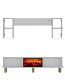 Comoda TV, Hanah Home, Dario Bohem Fireplace, 150x44.6x29.6 cm, PAL , Alb