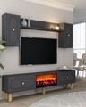Comoda TV, Hanah Home, Polen Bohem Fireplace, 150x44.6x29.6 cm, PAL , Antracit