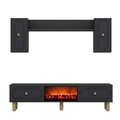 Comoda TV, Hanah Home, Polen Bohem Fireplace, 150x44.6x29.6 cm, PAL , Antracit