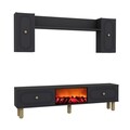 Comoda TV, Hanah Home, Polen Bohem Fireplace, 150x44.6x29.6 cm, PAL , Antracit
