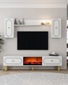 Comoda TV, Hanah Home, Polen Bohem Fireplace, 150x44.6x29.6 cm, PAL , Alb