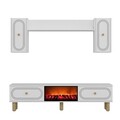 Comoda TV, Hanah Home, Polen Bohem Fireplace, 150x44.6x29.6 cm, PAL , Alb