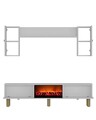 Comoda TV, Hanah Home, Polen Bohem Fireplace, 150x44.6x29.6 cm, PAL , Alb