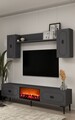 Comoda TV, Hanah Home, Weny Bohem Fireplace, 150x44.6x29.6 cm, PAL , Antracit