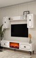 Comoda TV, Hanah Home, Weny Bohem Fireplace, 150x44.6x29.6 cm, PAL , Alb
