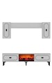 Comoda TV, Hanah Home, Weny Bohem Fireplace, 150x44.6x29.6 cm, PAL , Alb