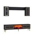 Comoda TV, Hanah Home, Orion Fireplace, 150x44.6x29.6 cm, PAL , Antracit / Aur