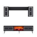 Comoda TV, Hanah Home, Orion Fireplace, 150x44.6x29.6 cm, PAL , Antracit / Argintiu