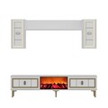 Comoda TV, Hanah Home, Orion Fireplace, 150x44.6x29.6 cm, PAL , Alb/Auriu