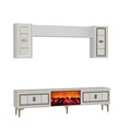Comoda TV, Hanah Home, Orion Fireplace, 150x44.6x29.6 cm, PAL , Alb/Auriu