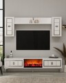 Comoda TV, Hanah Home, Orion Fireplace, 150x44.6x29.6 cm, PAL , Alb / Argintiu