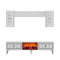 Comoda TV, Hanah Home, Orion Fireplace, 150x44.6x29.6 cm, PAL , Alb / Argintiu