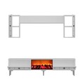Comoda TV, Hanah Home, Orion Fireplace, 150x44.6x29.6 cm, PAL , Alb / Argintiu