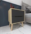 Noptiera, Hanah Home, Flora, 50x60x44 cm, PAL, Stejar safir / Antracit