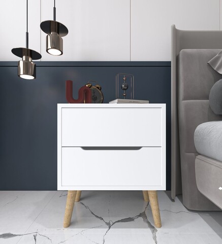 Noptiera, Hanah Home, Flora, 50x60x44 cm, PAL, Alb