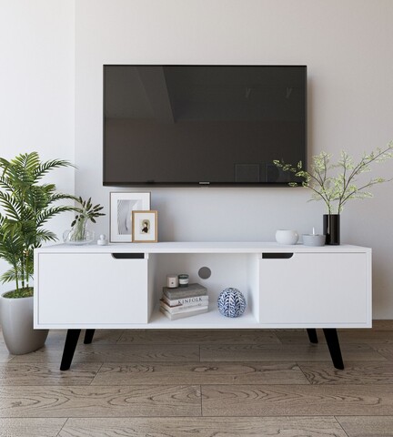 Comoda TV, Hanah Home, Siena, 139.7x53x53 cm, PAL, Alb
