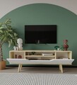 Comoda TV, Hanah Home, Roma 150, 150x53x29.8 cm, PAL, Stejar Safir / Alb