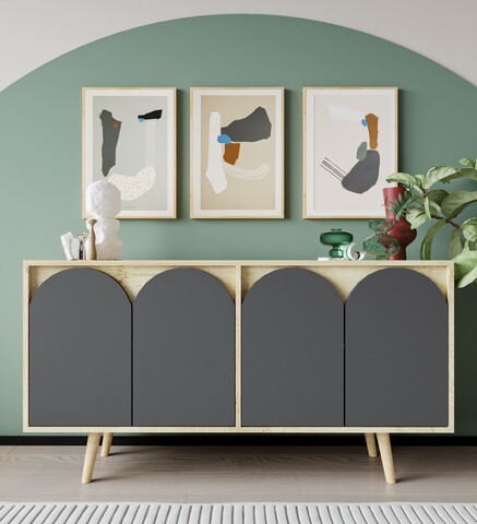 Consola, Hanah Home, Venezia 150, 150x80x45 cm, PAL, Stejar safir / Antracit