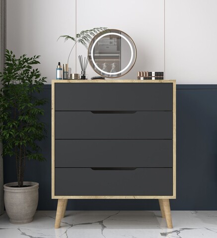 Dulap, Hanah Home, Flora, 78x95x45 cm, PAL, Stejar safir / Antracit