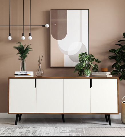 Consola, Hanah Home, Latina Modern 180, 180x80x45 cm, PAL, Nuc/Alb