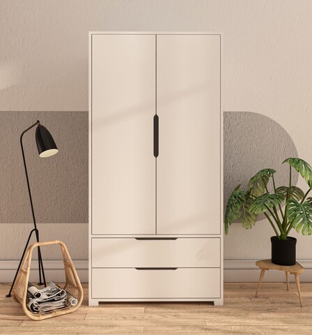 Dulap pentru haine, Hanah Home, Flora 90, 90x183x45 cm, PAL, Alb