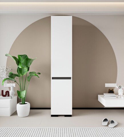 Dulap pentru haine, Hanah Home, Floransa 45, 45x210x52 cm, PAL, Alb / Antracit