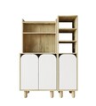 Dulap multifunctional, Hanah Home, Parma 3, 105x155x40 cm, PAL, Stejar Safir / Alb