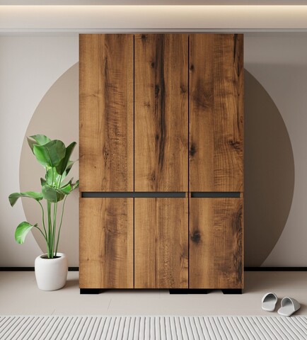 Dulap pentru haine, Hanah Home, Floransa 135, 135x210x52 cm, PAL, Nuc / Antracit