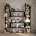 Corp biblioteca, Hanah Home, CPT6011-200, Lemn, Natural / Negru