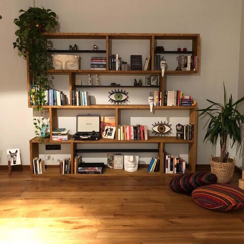Corp biblioteca, Hanah Home, CPT6004-200, 200x200x30 cm, Lemn, Maro