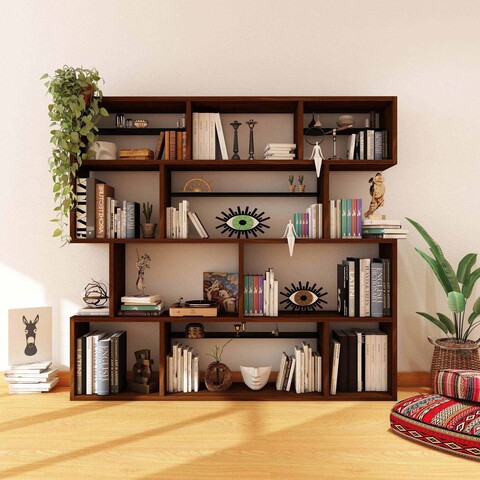 Corp biblioteca, Hanah Home, CPT6007-200, 200x200x30 cm, Lemn, Maro