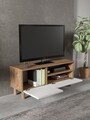 Comoda TV, Hanah Home, Mavora 105, 104x47x35 cm, PAL, Pin Atlantic / Alb