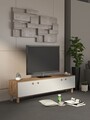 Comoda TV, Hanah Home, Norvella, 180x47x35 cm, PAL, Pin Atlantic / Alb