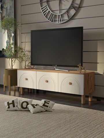 Comoda TV, Hanah Home, Bellora 135, 135x47x35 cm, PAL, Pin Atlantic / Alb