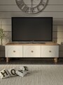 Comoda TV, Hanah Home, Bellora 135, 135x47x35 cm, PAL, Pin Atlantic / Alb