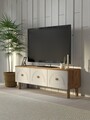 Comoda TV, Hanah Home, Mavora 135, 135x47x35 cm, PAL, Pin Atlantic / Alb