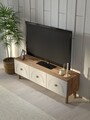 Comoda TV, Hanah Home, Mavora 135, 135x47x35 cm, PAL, Pin Atlantic / Alb