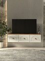 Comoda TV, Hanah Home, Modena 135, 135x32x35 cm, PAL, Pin Atlantic / Alb