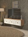 Comoda TV, Hanah Home, Norvia 135, 135x32x35 cm, PAL, Pin Atlantic / Alb